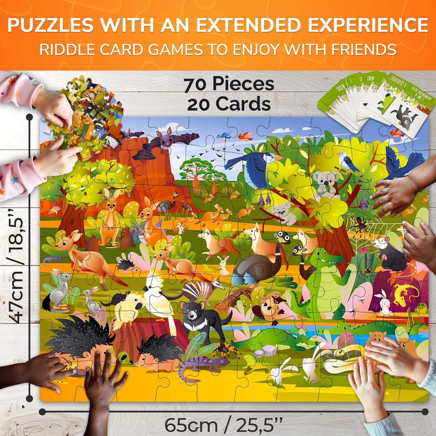 Quokka Search And Find Puzzles For Kids Ages 4-6 - Riddle Kids Puzzles 6-8 Years Old - 70 Unique Pcs | 20 Illustrated Guessing Cards | Engaging Children Themes - Australia Puzzle Gift For Toddlers 3-5