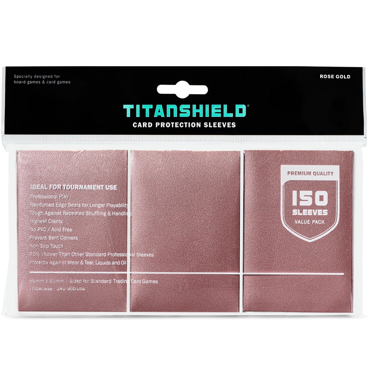 Titanshield (150 Rose Gold Sleeves) Compatible With Mtg Magic The Gathering, Lorcana, Board Games And Trading Cards 2.5'' X 3.5'