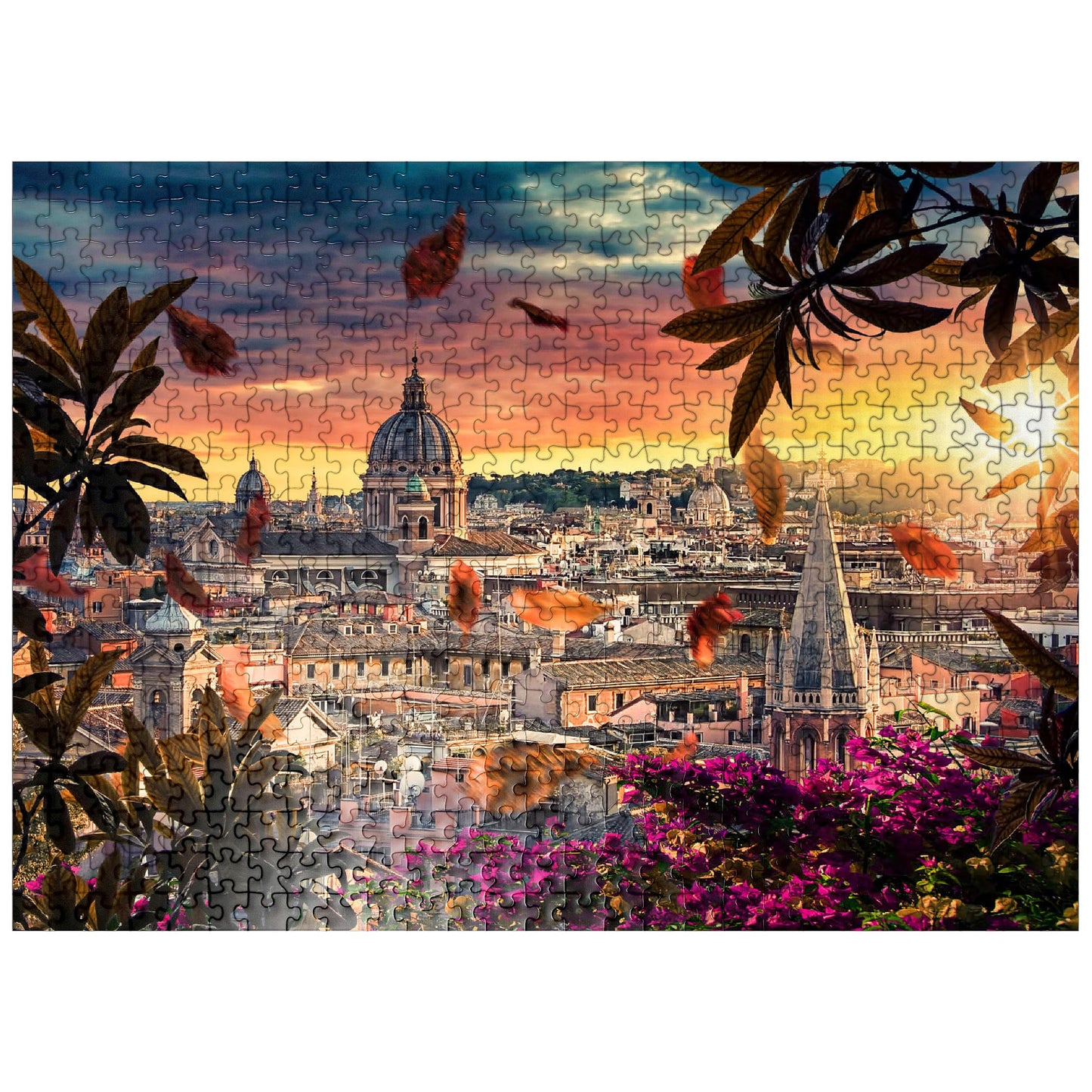 MyPuzzle Beautiful Sunset Over The City of Rome in The Evening - Premium 500 Piece Jigsaw Puzzle for Adults