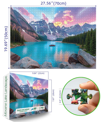 Blueforest 1000 Piece Moraine Lake Puzzle - Canadian Rockies Landscape enhanced National Park Jigsaw Puzzle for mature-themeds Gift 27x20 Inch