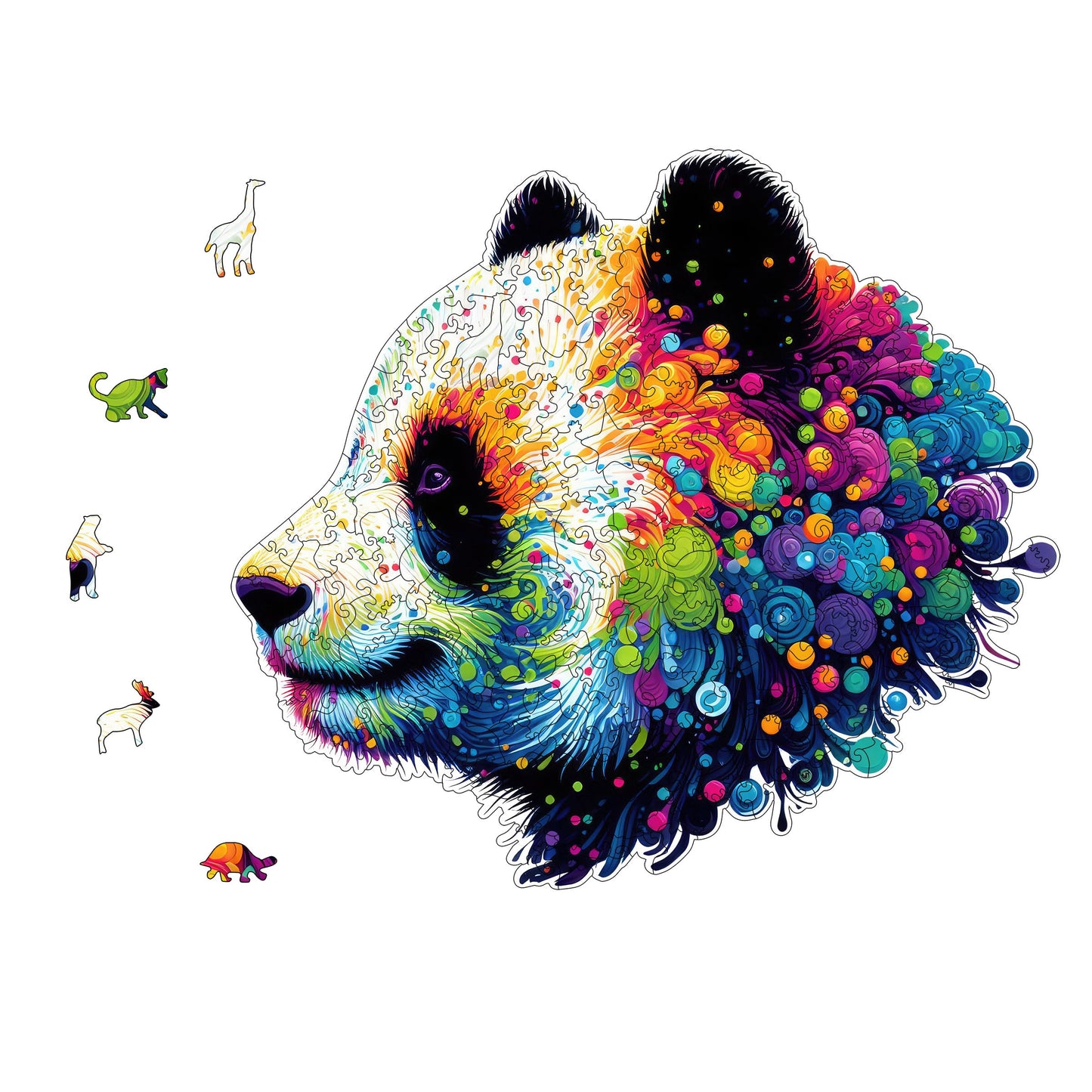 Yjacuing Wooden Jigsaw Puzzles For Adults, 200 Piece Unique Animal Shaped Premium 5Mm Wood Puzzles Family Game (Panda, Medium)