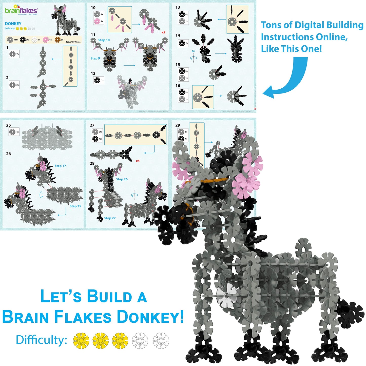 Brain Flakes 150+ Piece Tube-Go Gray - Classic Grey Single Color Add-On Travel Set