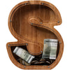 Ladenk 12 Inch Extra Large Wooden Kids Letter Piggy Bank - Piggy Bank For Boys Girls - Initial S Bank - Alphabet Money Bank For
