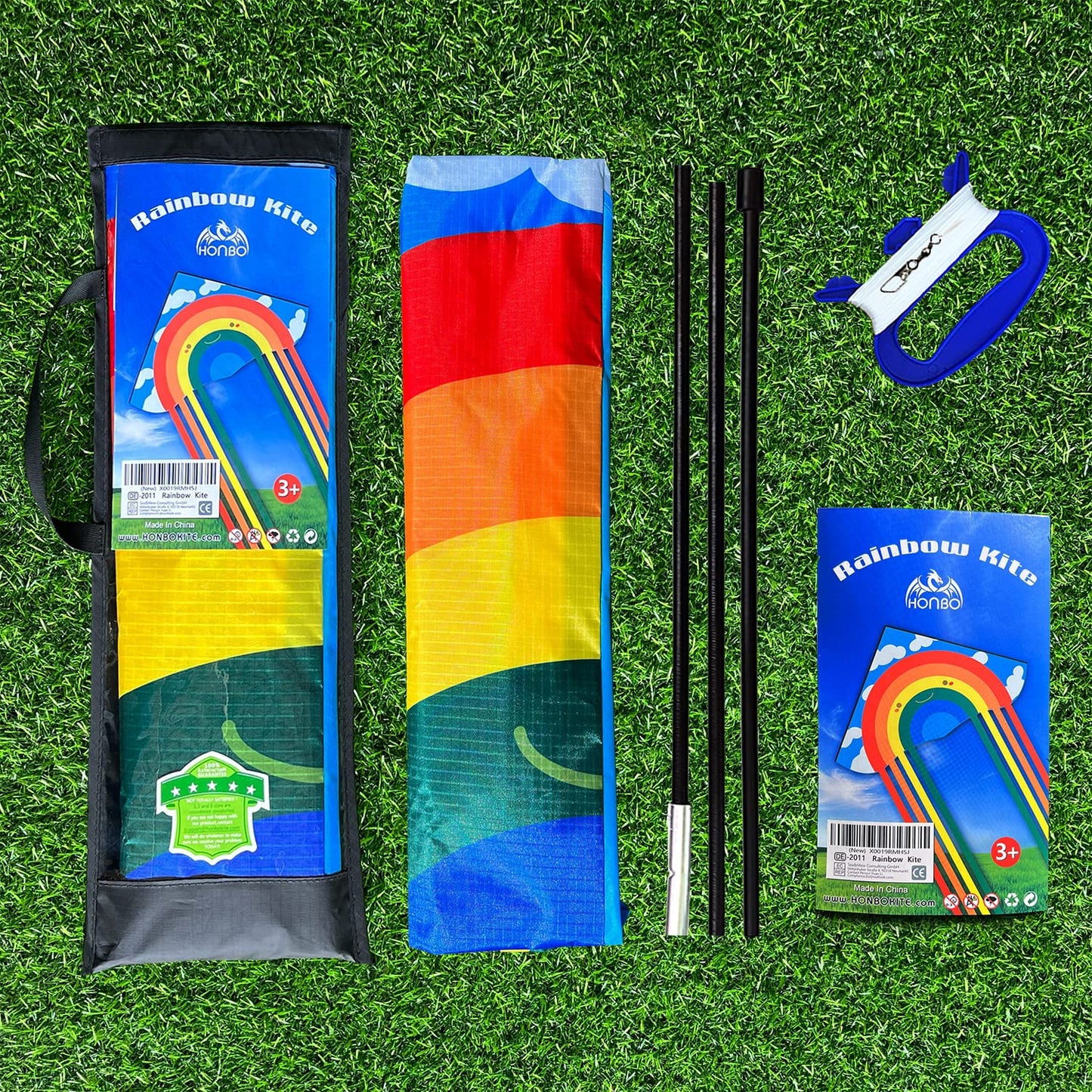 Huge Rainbow Delta Kites For Kids And Adults-60 Wide With 9.5' Long Tail- Easy Flyer - Kit Line And Swivel Included- Good For Outdoor Games And Summer The Beach Toys For Kids