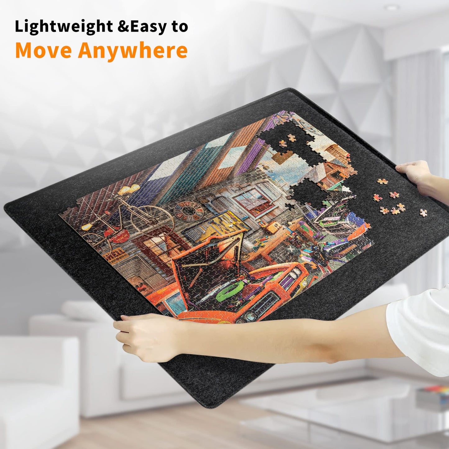 Lavievert Jigsaw Puzzle Board With 8 Sorting Trays & Cover, Portable Puzzle Mat, Lightweight Felt Puzzle Plateau For Adults, Large Puzzle Table Storage Holder For Up To 1500 Pieces - Black