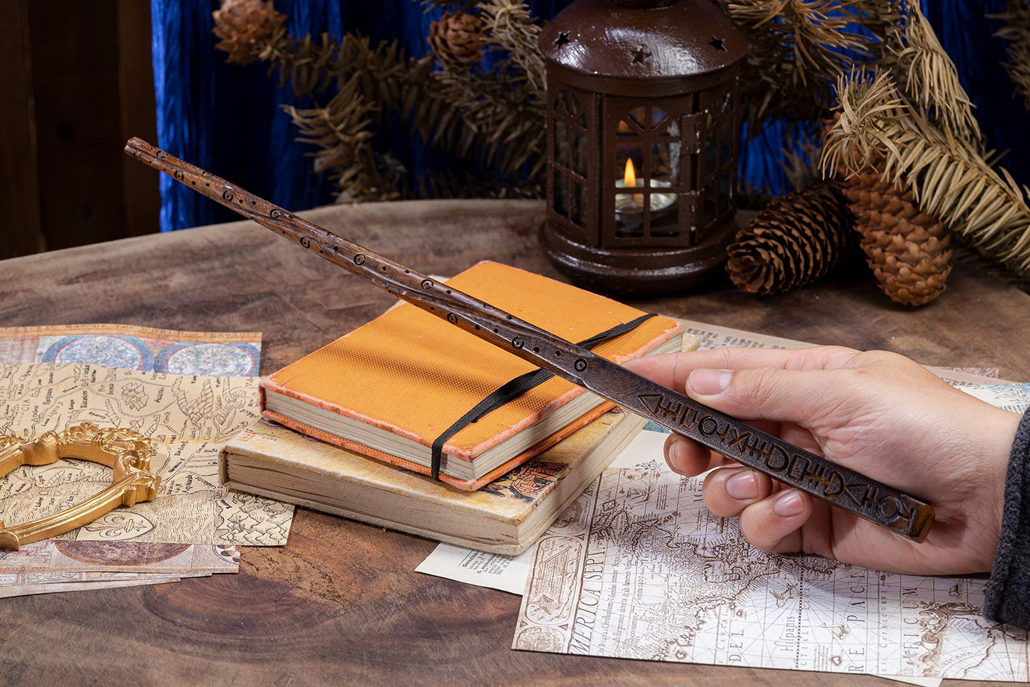 Handicraftviet - Hand Carved Wooden Magic Wand, Magic Wands For Wizards/Collectible Cosplay Magical/Magical Gift For Halloween, Christmas And Birthday Party,15 Inch (S1)