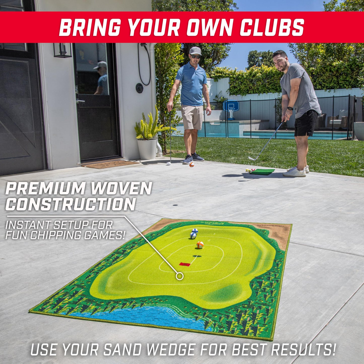 Gosports Mid-Size Chip N' Stick Golf Game - Includes 1 Game Mat, 8 Grip Golf Balls, And Chipping Mat