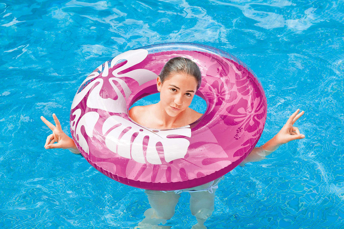 Intex Colorful Transparent Inflatable Swimming Pool Tube Raft (3 Pack) | 59251Ep