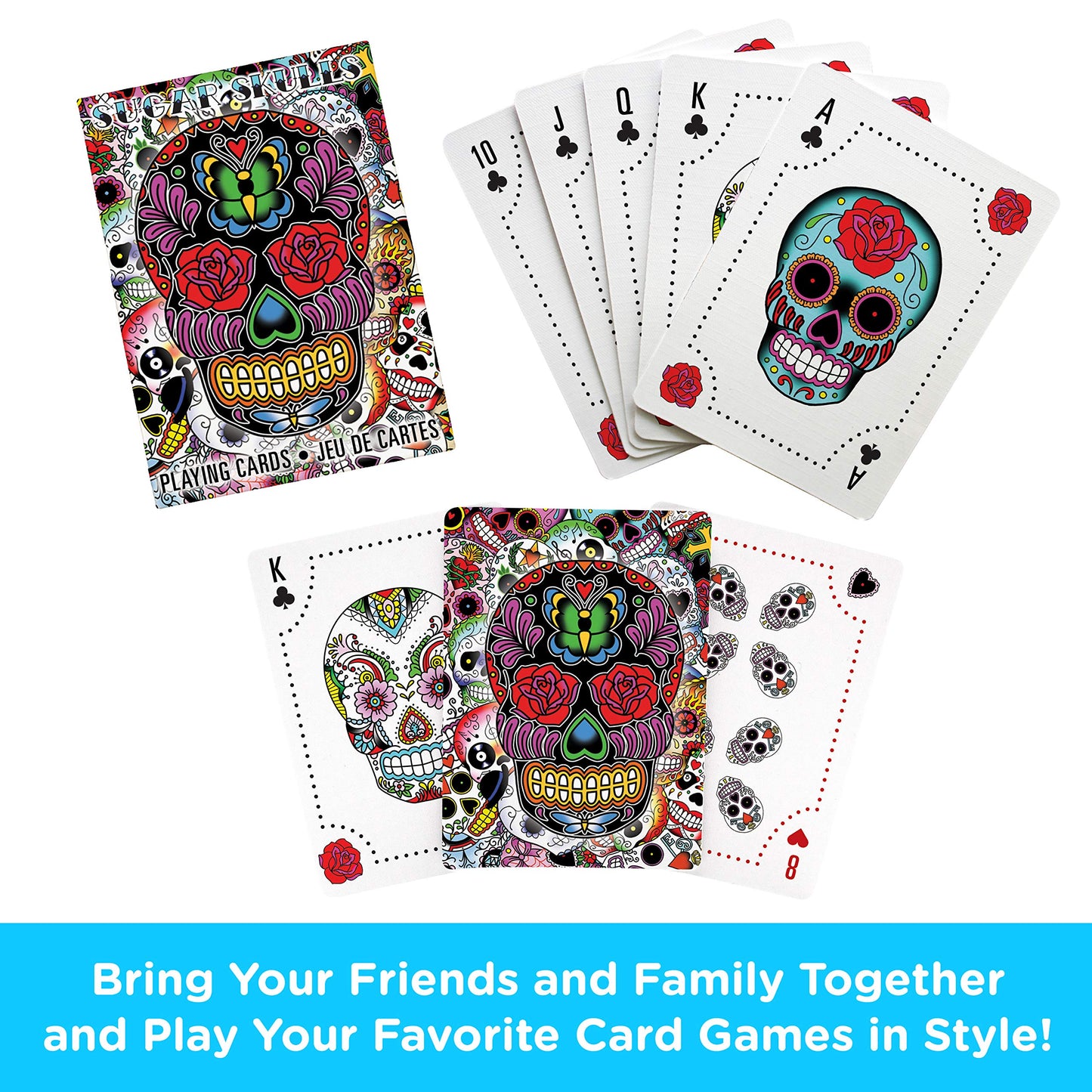 Aquarius Sugar Skulls Playing Cards - Sugar Skulls Themed Deck Of Cards For Your Favorite Card Games - Officially Licensed Sugar Skulls Merchandise & Collectibles