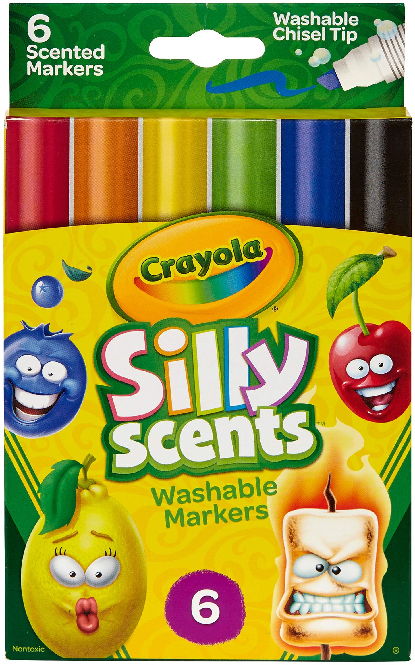 Crayola Silly Scents Scented Markers, Washable, 6Count
