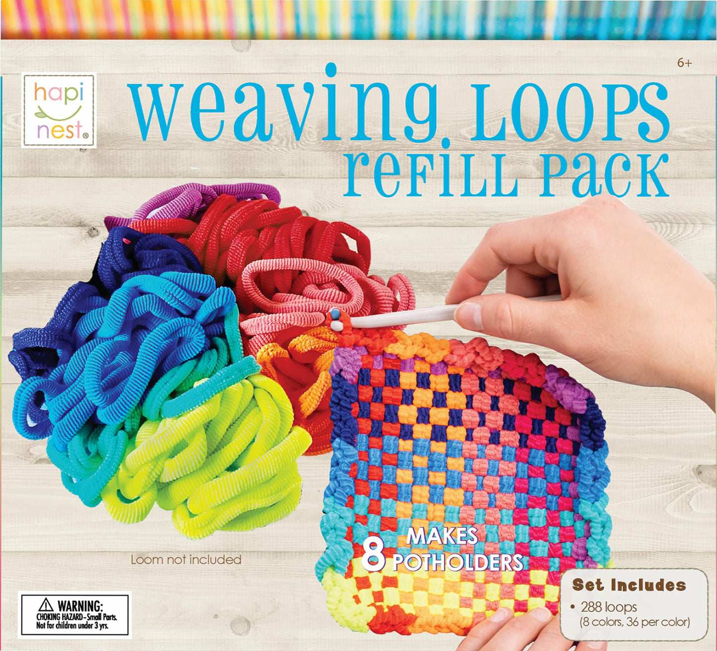 Hapinest Potholder Weaving Loom Refill Loops, 288 Pack, 7"x7", Nylon, Loom Refill