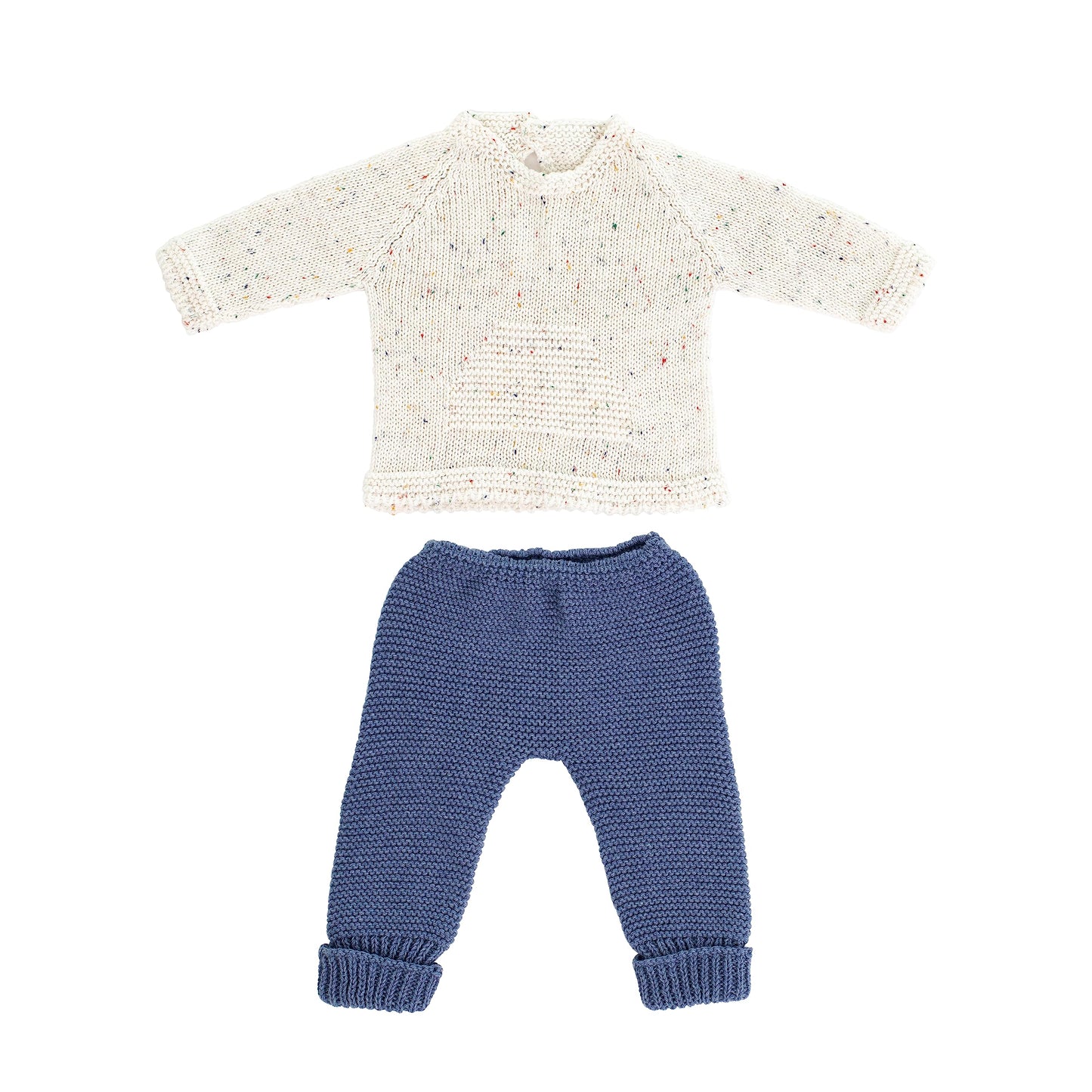 Miniland Clothes For Dolls 15 3/4'' Knitted Outfit Sweater & Trausers - Eco, Made In Spain, Quality, Role Play, Educational