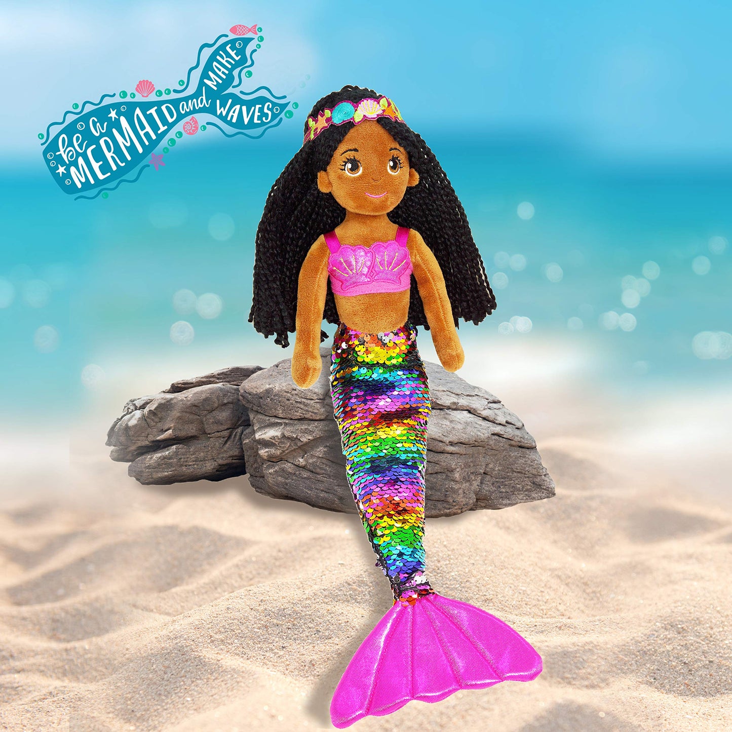June Garden 18' Flip Sequin Sparkly Mermaid Chloe - Soft Mermaid Plush Stuffed Doll Gift For Toddler Girls