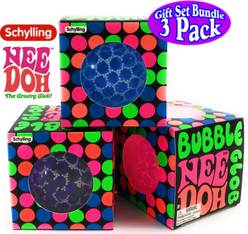 Nee-Doh Schylling Bubble Glob Groovy Glob! Squishy, Squeezy, Stretchy Stress Balls Blue, Pink & Purple Complete Gift Set Party B