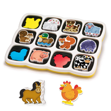 Quercetti Smart Puzzle Farm - Two-Sided Magnetic Puzzle, 12 Pieces, Multicolor, 13 Farm Animal Shapes, Model 002308