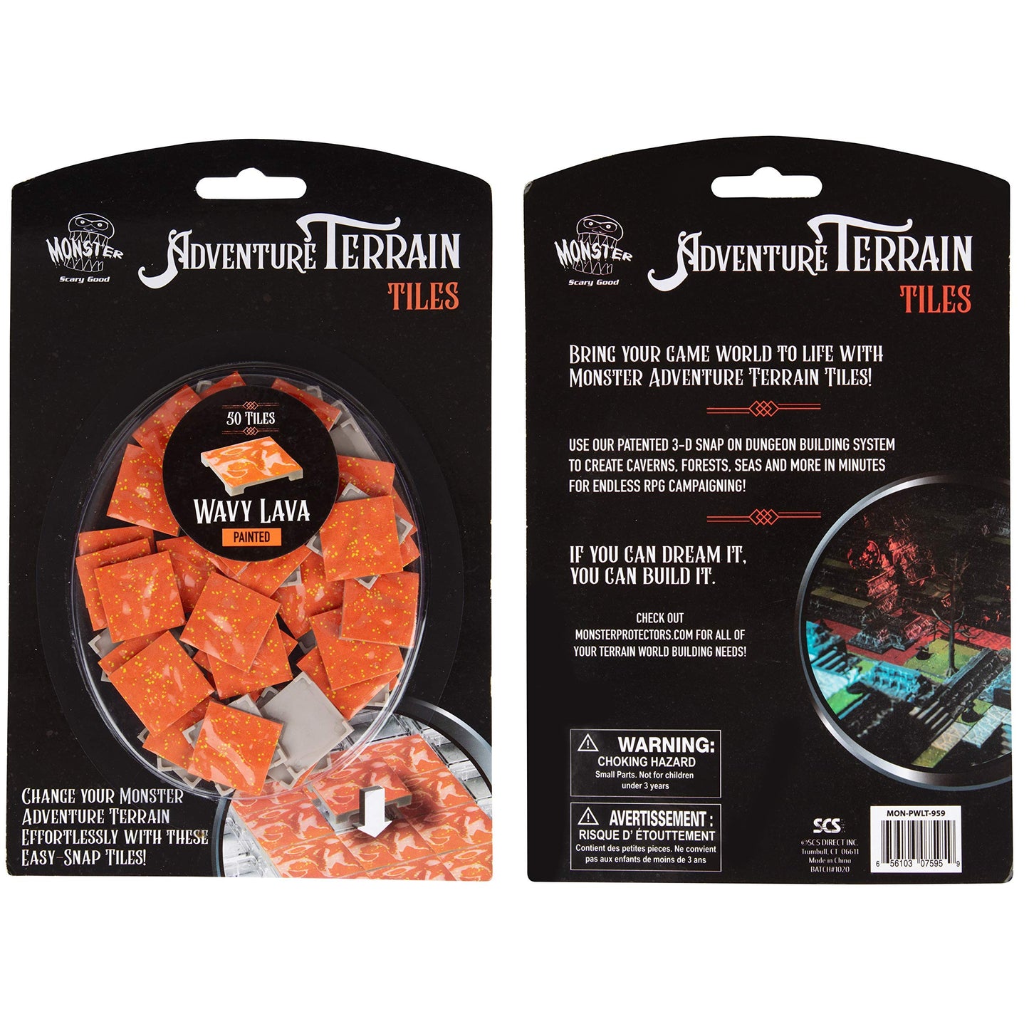 Monster Protectors Wavy Lava Tile Set - 50pc Hand-Painted 1x1 Terrain for D&D & Pathfinder