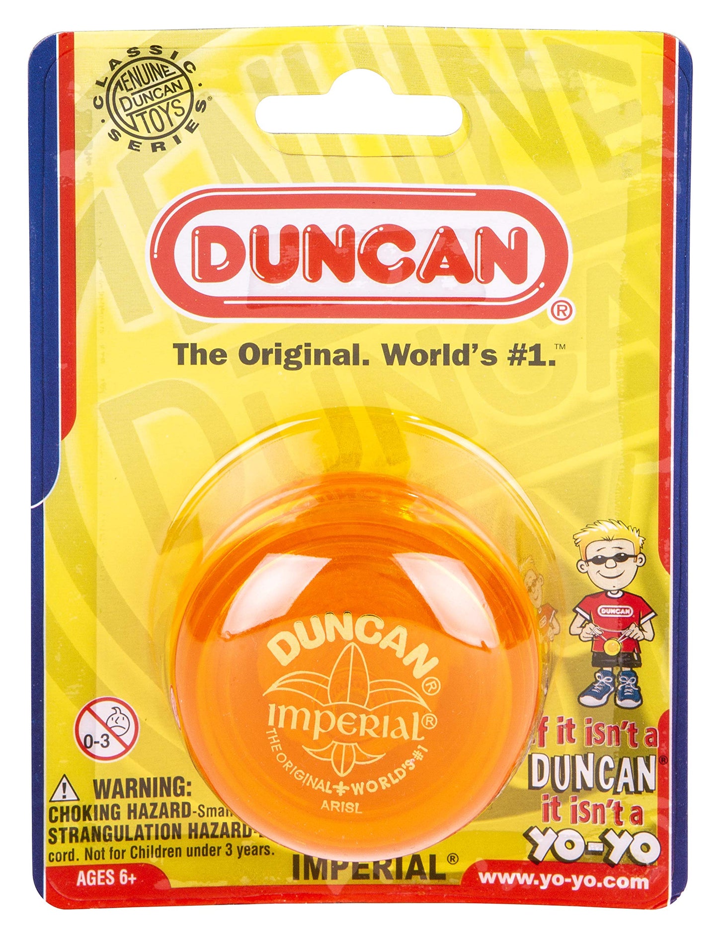 Duncan Toys Imperial Yo-Yo, Beginner Yo-Yo With String, Steel Axle And Plastic Body, Orange
