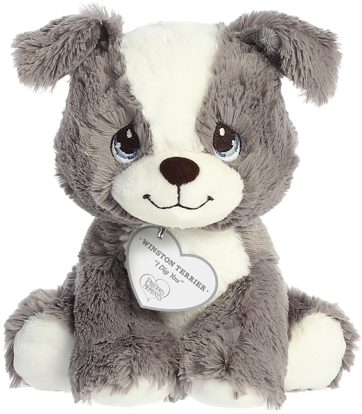 Aurora® Inspirational Precious Moments™ Winston Terrier Stuffed Animal - Cherished Memories - Enduring Comfort - Gray 8.5 Inches