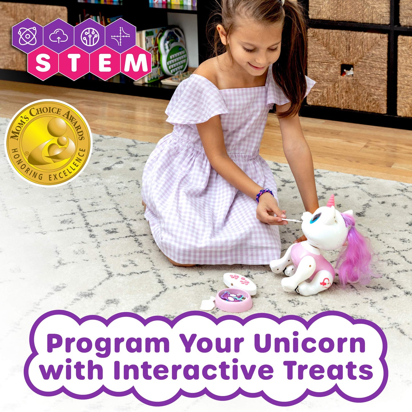 Power Your Fun Robo Pets Unicorn Toy For Girls And Boys - Remote Control Robot Toys With Interactive Hand Motion Gestures, Stem Programmable Treats, Walking, Dancing Robot Unicorn Kids Toy (Pink)