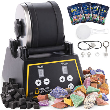 National Geographic Professional Rock Tumbler Kit - Complete Rock Tumbler For Adults & Kids With Durable 2 Lb. Barrel, Rocks, Gr
