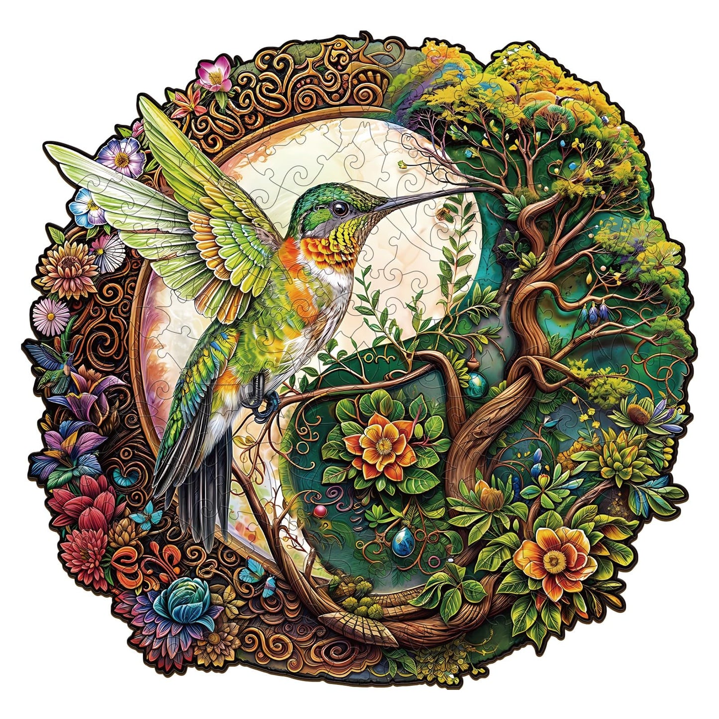 Jigfoxy Wooden Puzzles For Adults, Yin Yang Hummingbird Wood Puzzles Adult, Unique Animal Shape Wooden Jigsaw Puzzles, Birthday