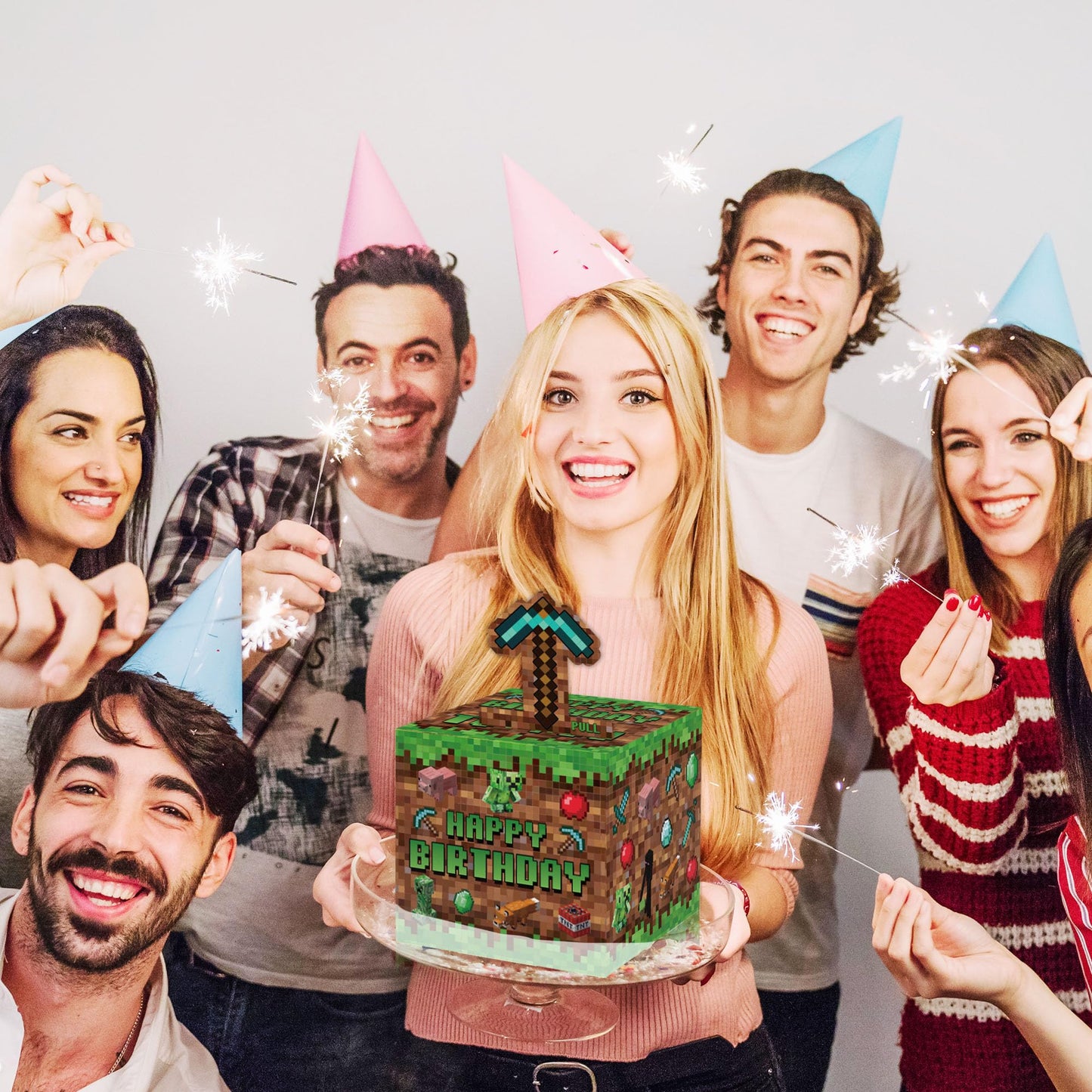 Surprise Money Box Gift Pull For Game Lover- Pixel Game Happy Birthday Money Box For Cash Gift Set Included Happy Birthday Card