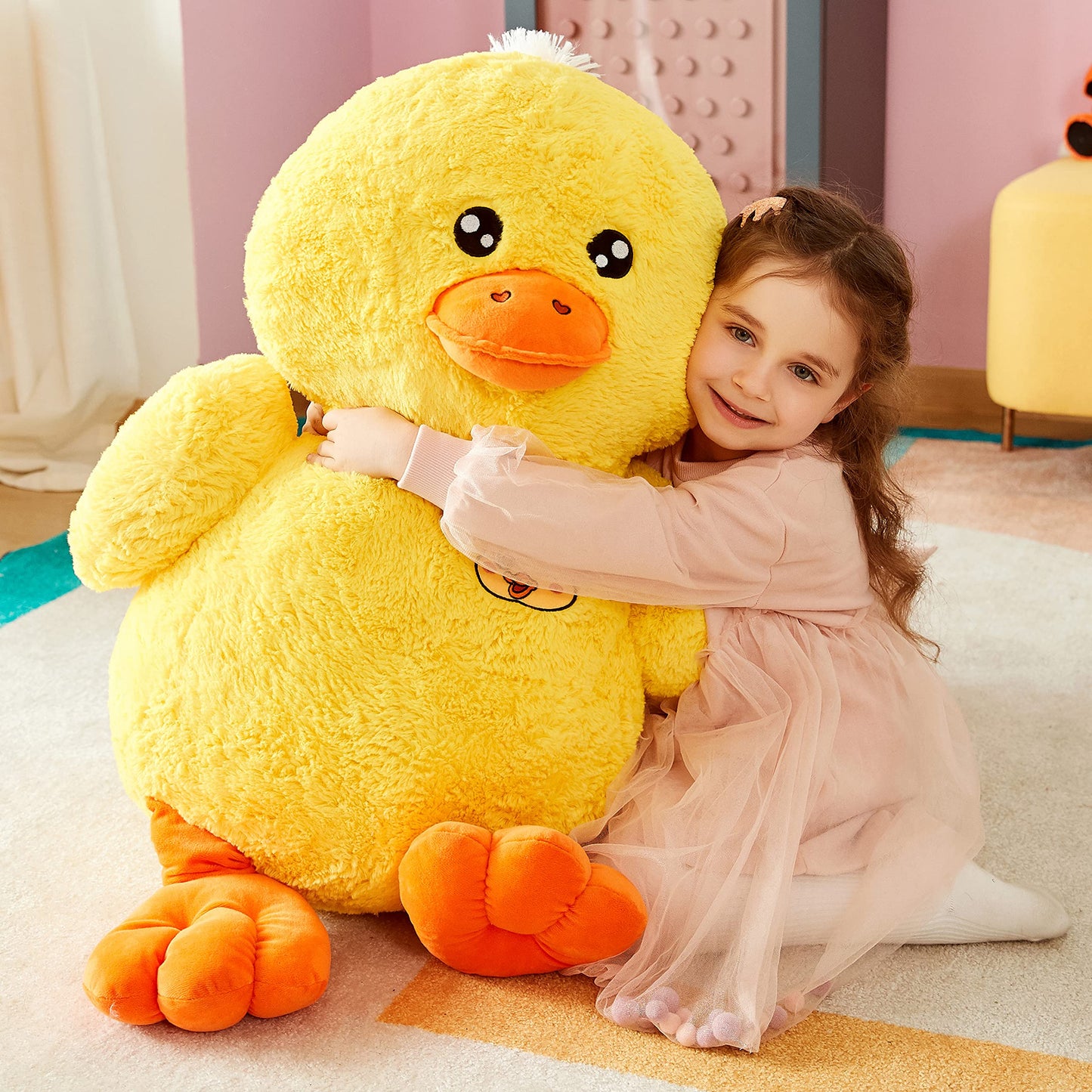 Ikasa Large Duck Stuffed Animals Giant Soft Plush Toy,19' Cute Huge Jumbo Fluffy Plushy Big Size Fat Plushie,Gifts For Kids(Yellow, 19 Inches)