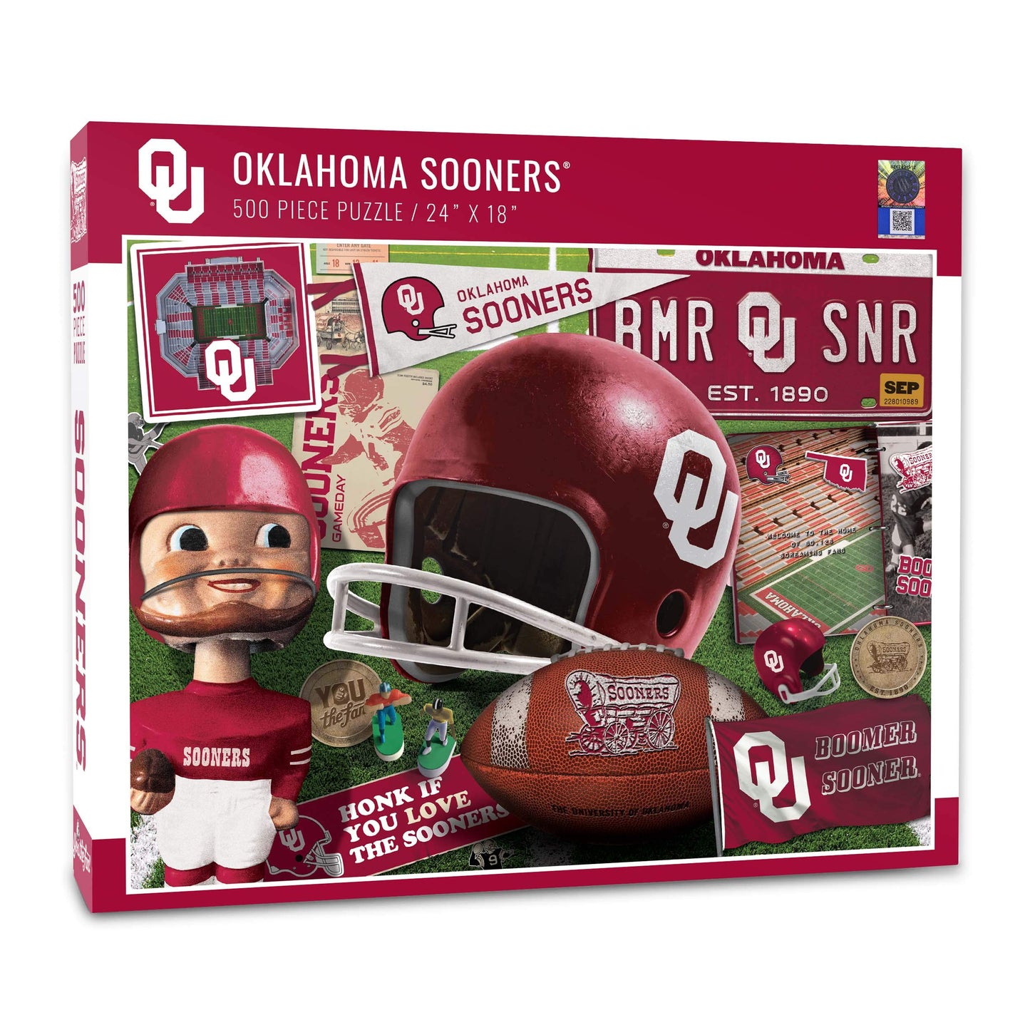 Youthefan Ncaa Oklahoma Sooners Retro Series Puzzle - 500 Pieces, Team Colors, Large