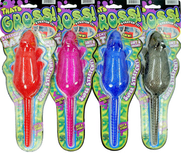 JA-RU Sticky Stretchy Rubber Rat Toys (4 Rats) Squishy Sticky Fidget Toys for Kids. Funny Halloween Pranks, Joke, & Gag Gift. An