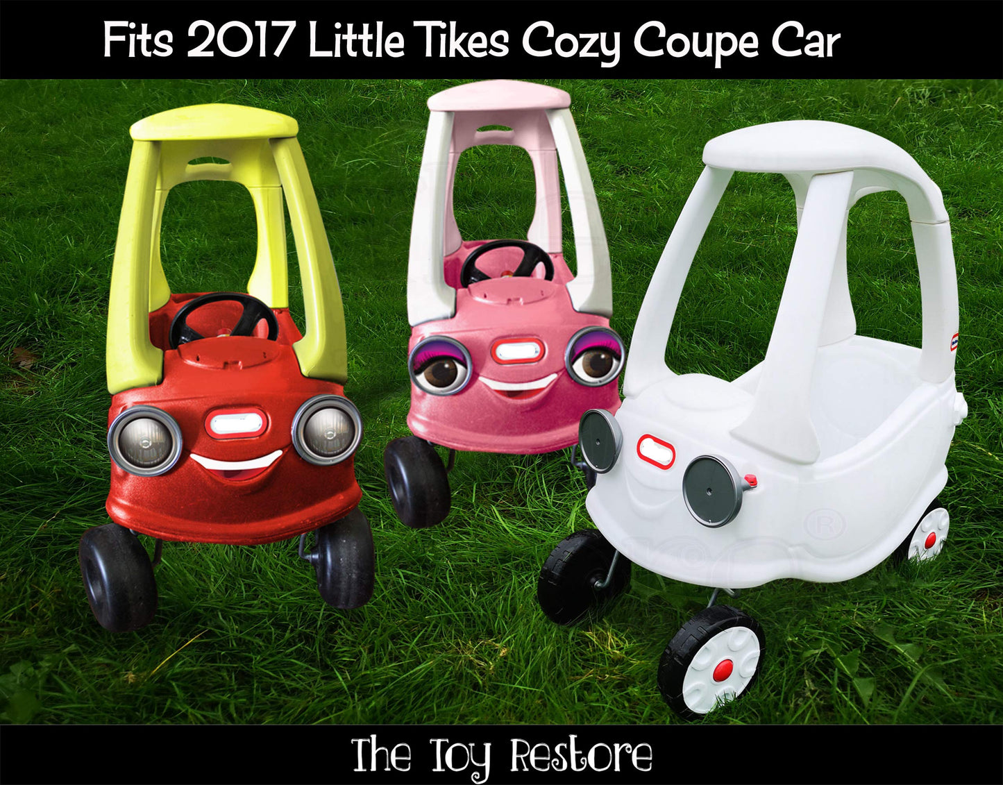 The Toy Restore Replacement Stickers Fits Little Tikes 2017 Cozy Coupe Ride-On Car Blue Eyes Boy