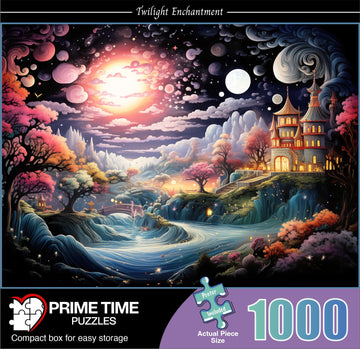 Prime Time Puzzles 1000 Piece Jigsaw Puzzle For Adults - Colorful Magic River Mansion - Challenging Puzzle Perfect For Game Nigh