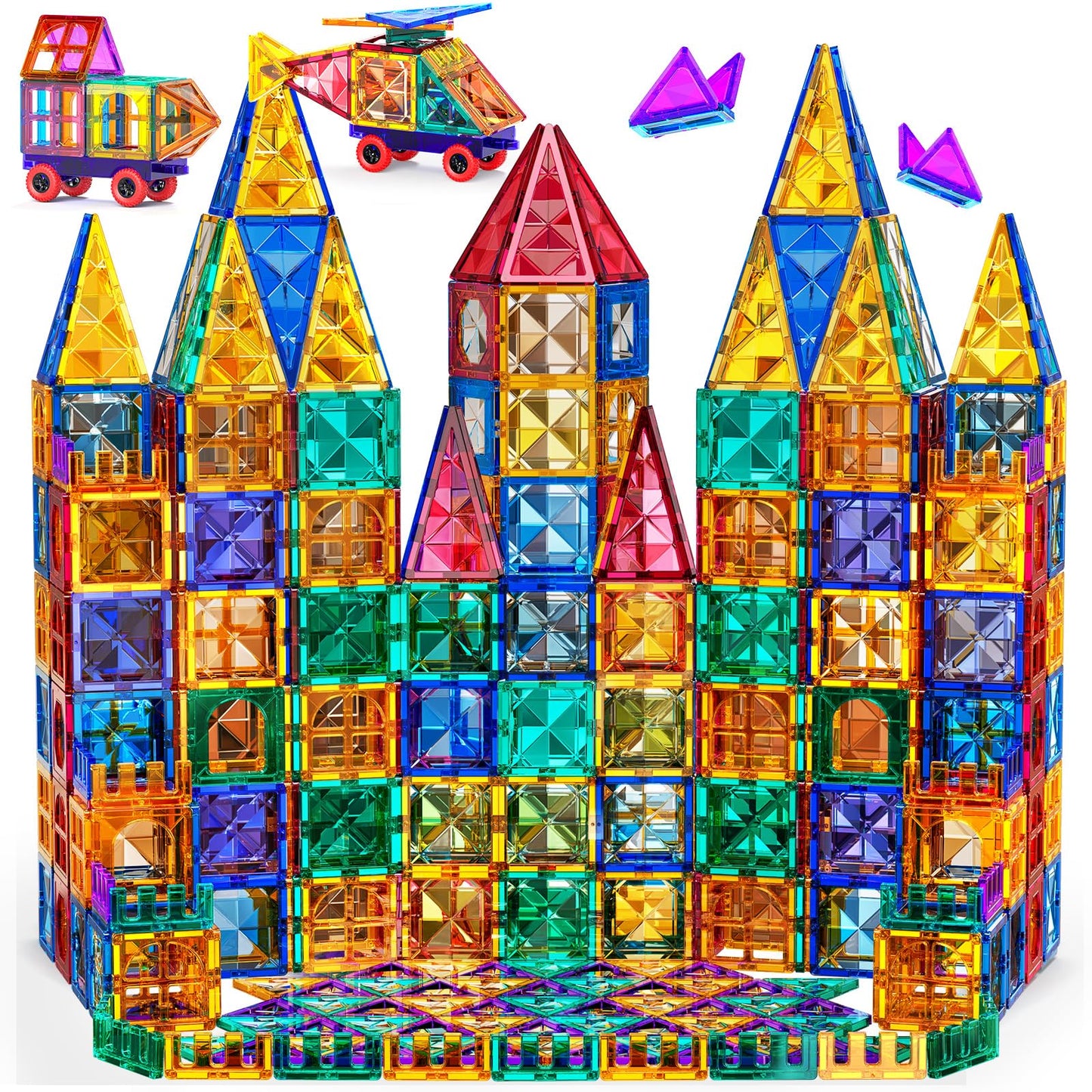 Temi Magnetic Tiles,180 Piece Building Blocks, Magnets Building Set, Stem & Learning & Education Toys Christmas Toy Gift For Ages 3 4 5 6 7 8+ Year Old Toddler Kids Boys And Girls