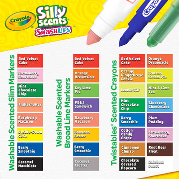Crayola Silly Scents Mini Art Case, 32 Count Scented Crayons & Markers Set for Kids, Travel-Friendly, Ages 4+