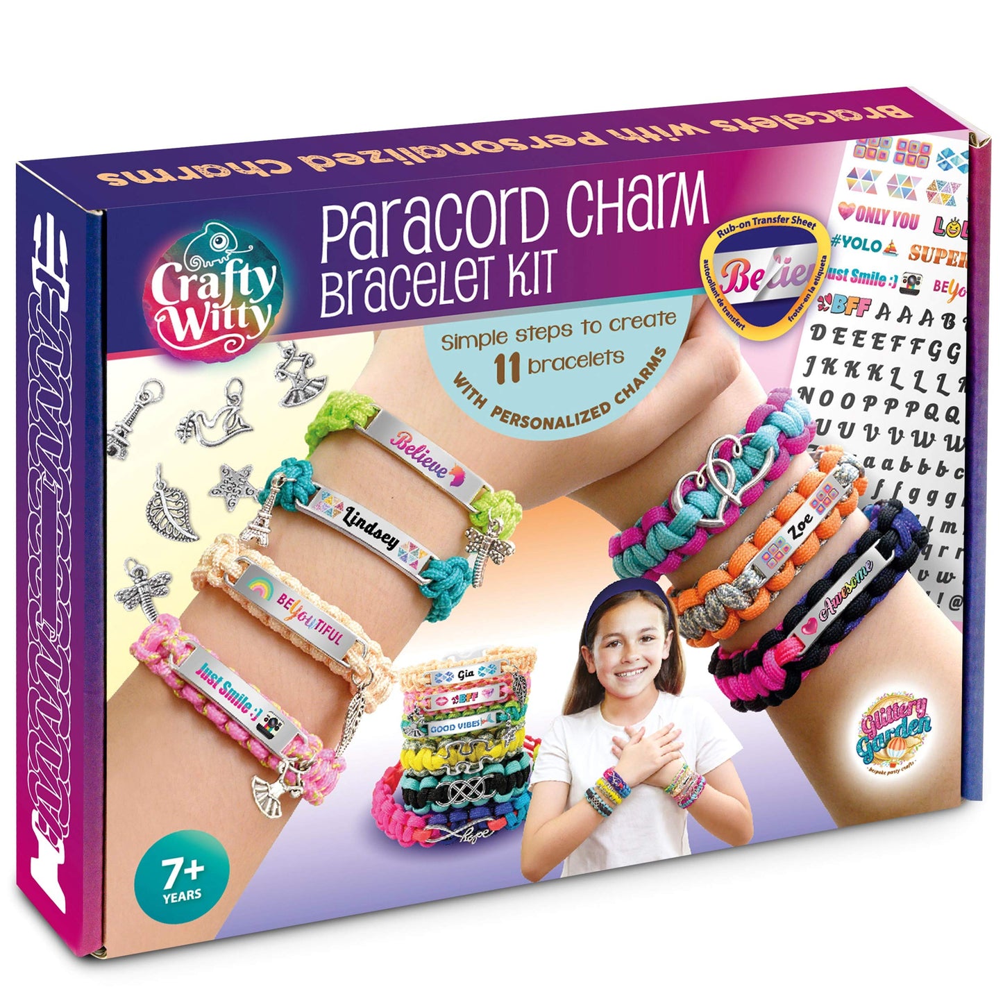 Paracord Bracelet Making Kit with Charms - Art & Craft Gift for Girls Age 8 9 10 11 12 & Teens 13 14 year old. Make Your Own Fri
