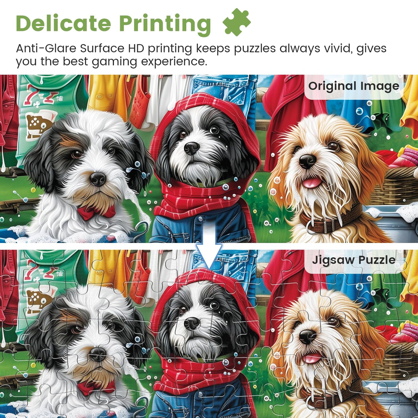 300 Piece Puzzles For Adults,Cute Dogs Jigsaw Puzzle For Adults Kids Seniors,Recycled Cardboard Dogs Large Piece Puzzle 300 Piec