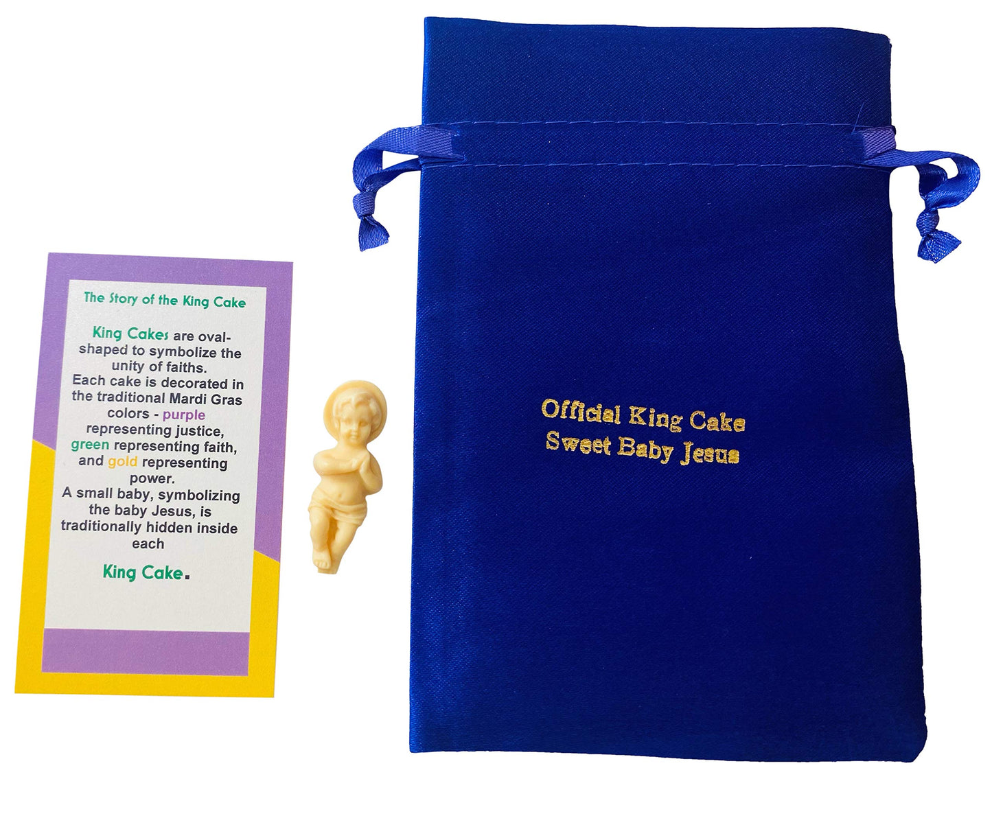 King Cake Baby Figurine With Story Card And Drawstring Bag New Orleans Mardi Gras Souvenir