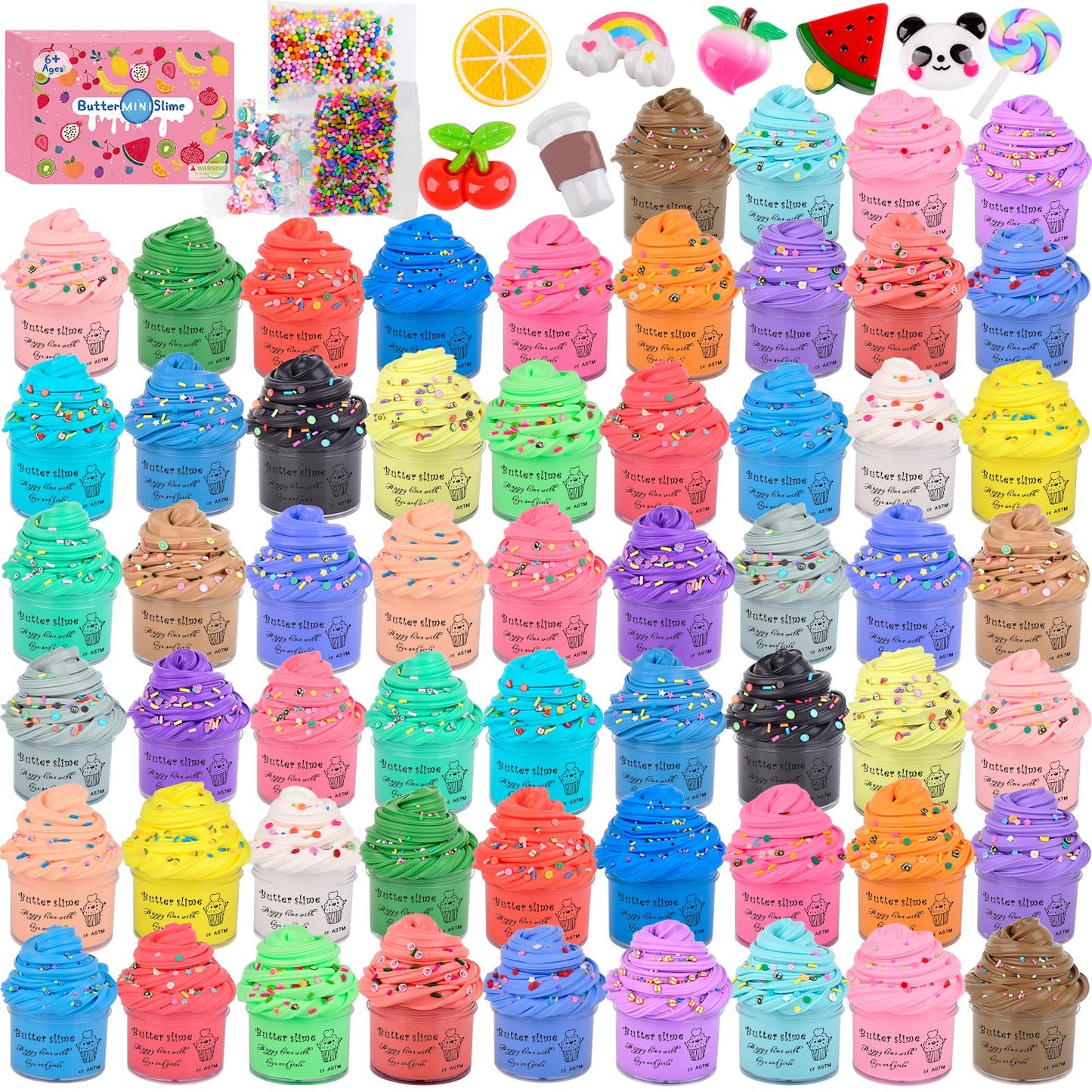 58 Pack Mini Butter Slime Kit,Super Soft And Non-Sticky,Diy Putty,Peach Slime,Stress Relief Toy For Girls And Boys Age 10-12, Sl