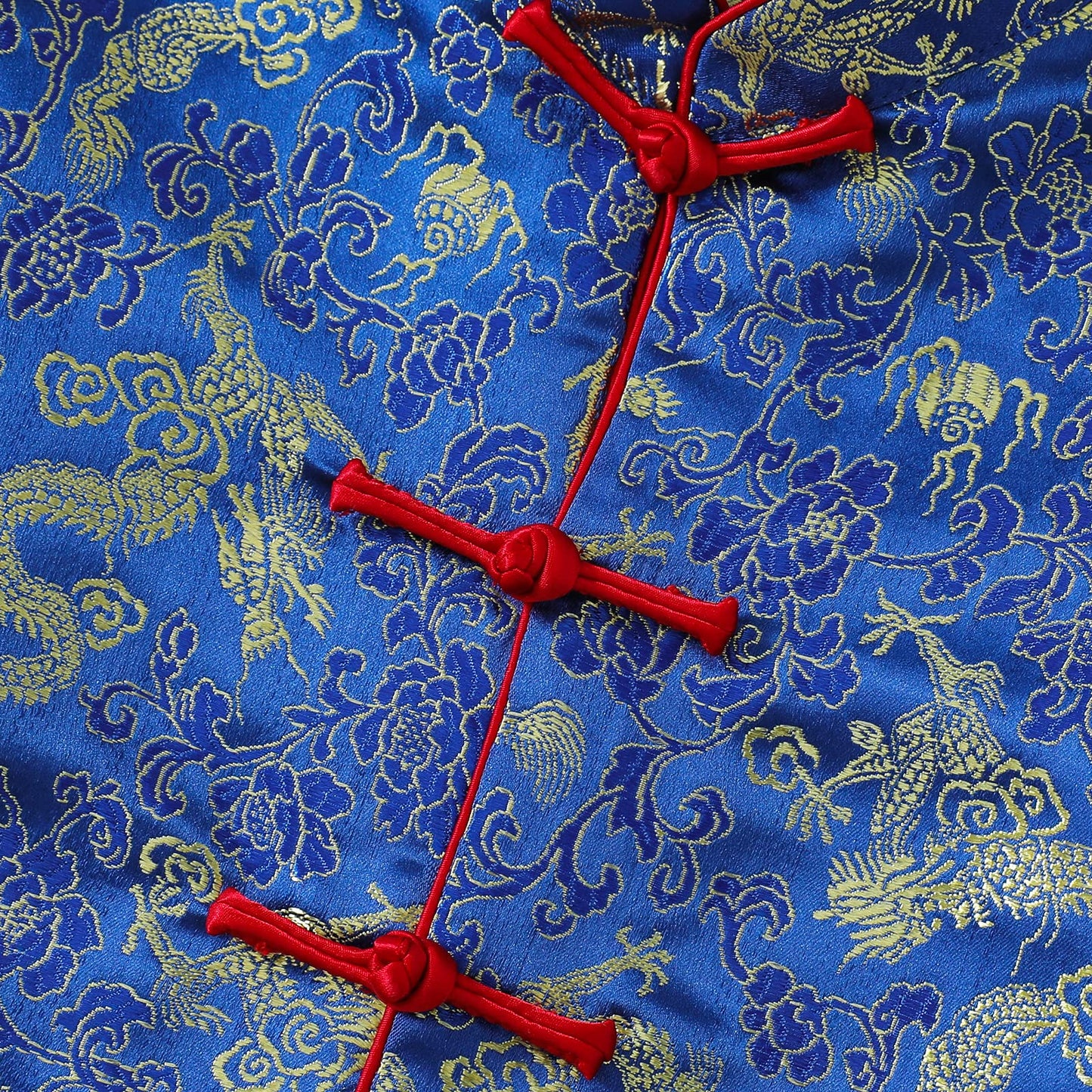 Boy Tang Suit Dragon Long Sleeve Shirt Chinese New Year Outfit Chinese Traditional Clothes For Kids (Blue,6-8 Years)