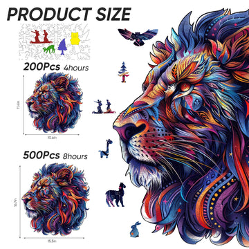 Qiuenisray Wooden Puzzles for mature-themeds Lion Wooden Jigsaw Puzzles 200pcs 11.4X10.6in Medium Unique Shape Animal mature-themed Puzzles Irregular Wood Puzzles Creative Gift for mature-themeds and Kids Family Game