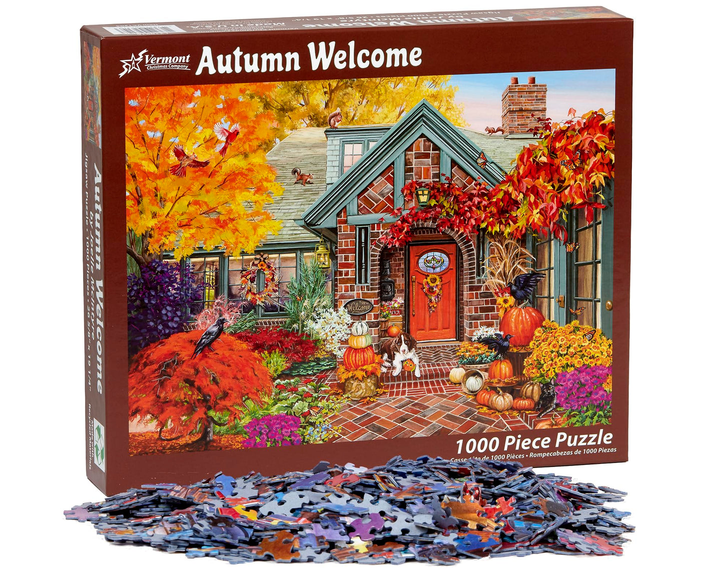 Vermont Christmas Company 1000 Piece Autumn Welcome Jigsaw Puzzle - Copper Material, VC1204 Model