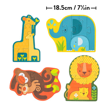 Petit Collage Beginner Puzzle For Kids, Safari Babies – Includes 4 Mini Puzzles (3-5 Pieces Each) – Cute Animal Puzzles For Ages 2+ – Makes A Great Gift Idea
