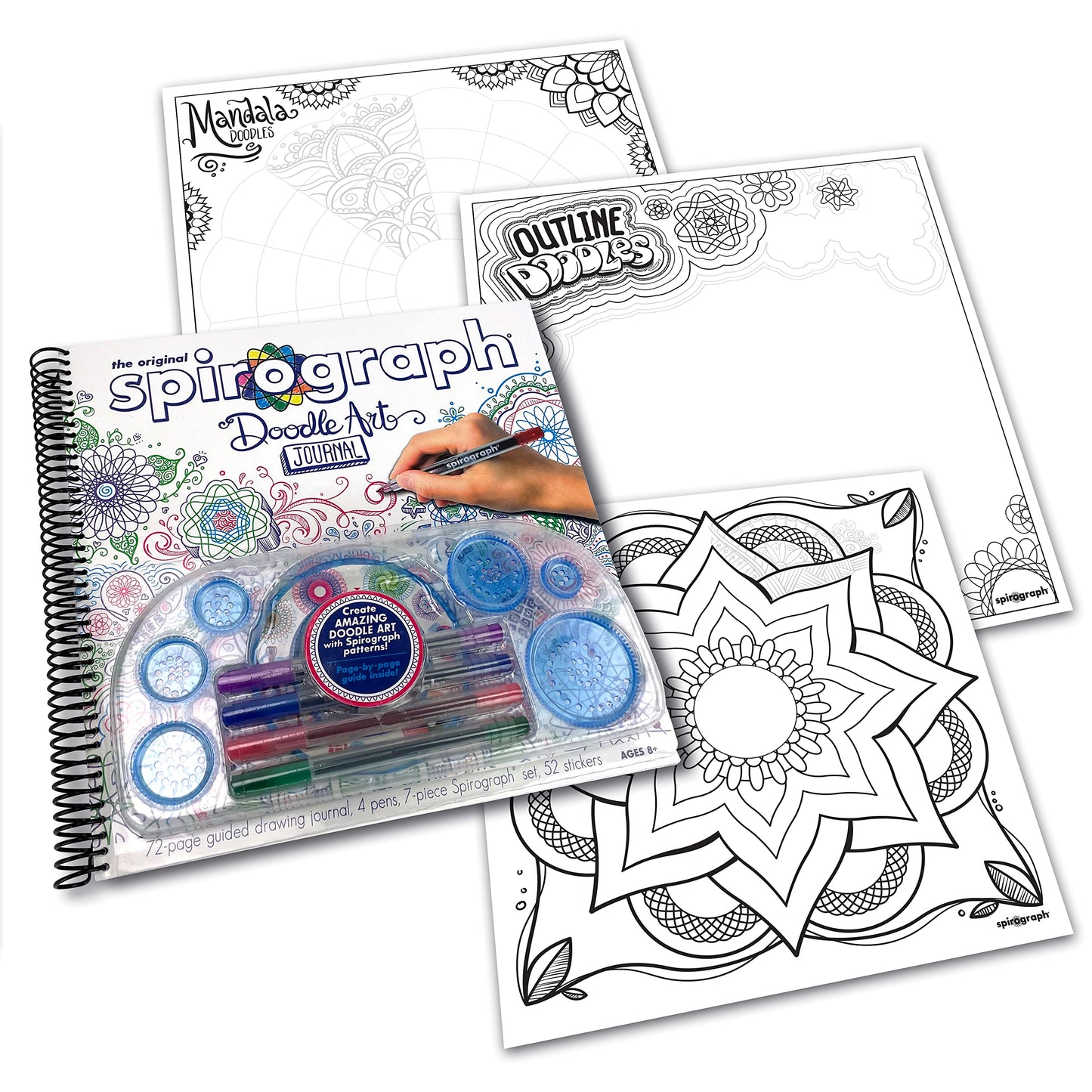 Spirograph - Doodle Art Journal - Activity Drawing Kit - With Guided Drawing Templates For Kids 8+