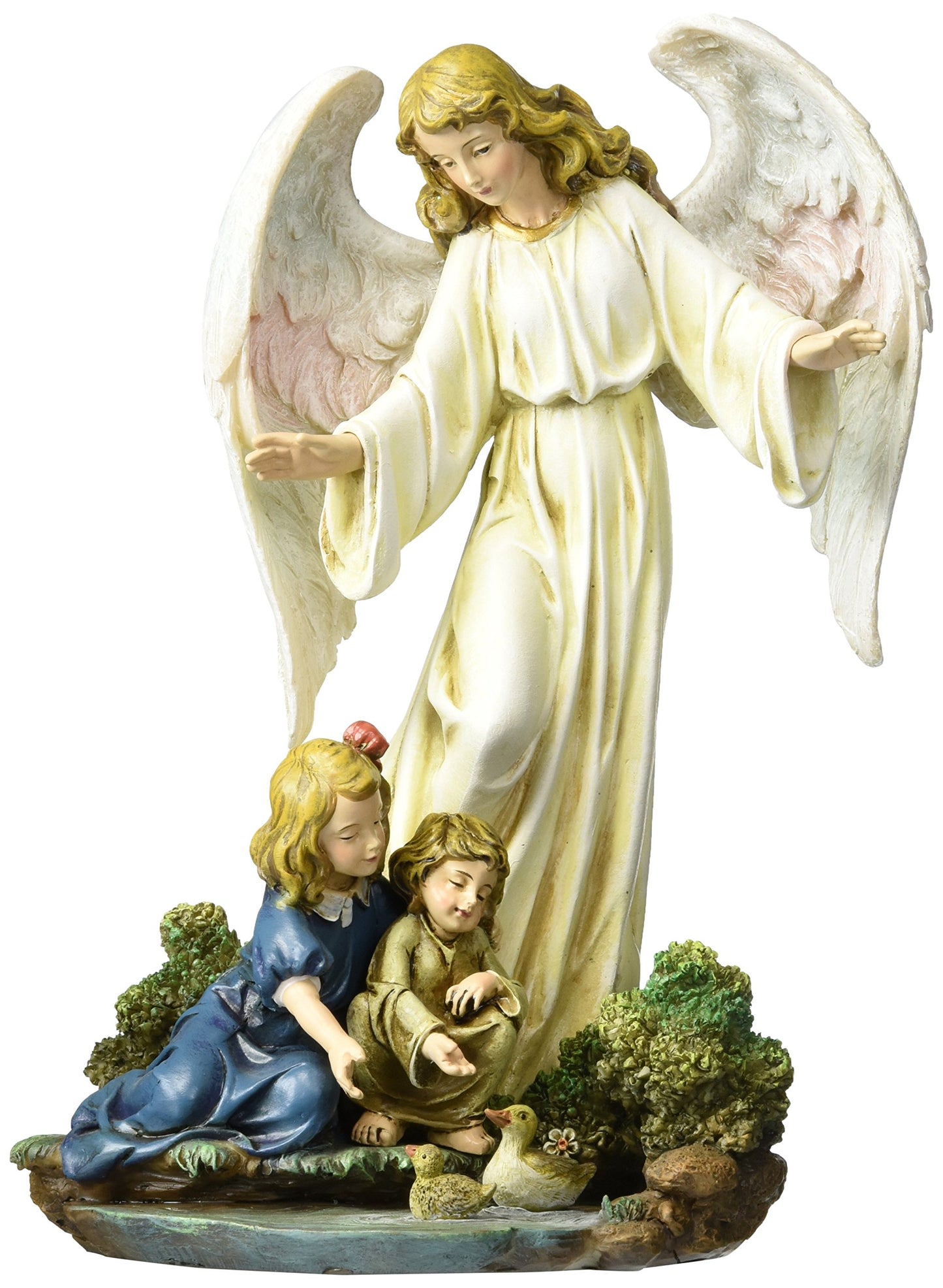 Joseph'S Studio By Roman - Guardian Angel With Children Figure On Base, Renaissance Collection, 8.5' H, Resin And Stone, Religious Gift, Decoration