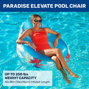 Aqua LEISURE New Aqua Paradise Elevate Pool Chair - Large Plastic Pool Float with Cup Holder - Bird of Paradise Design