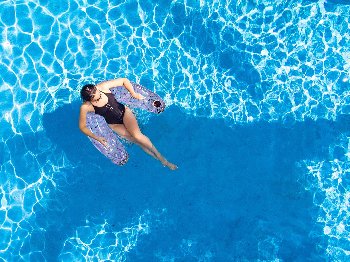 Poolcandy Sun Chair Water Raft, Multiple Chair Styles (Mermaid Print with Glitter Sun Chair)