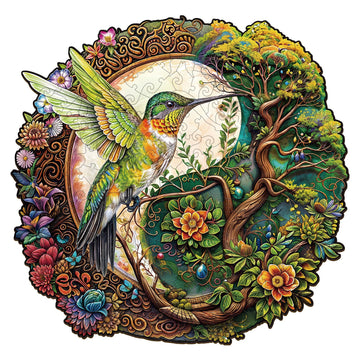 Wooden Hummingbird Puzzles - Unique Shaped Wooden Puzzles For Adults And Kids - Yin Yang Hummingbird Wooden Jigsaw Puzzles - Chr