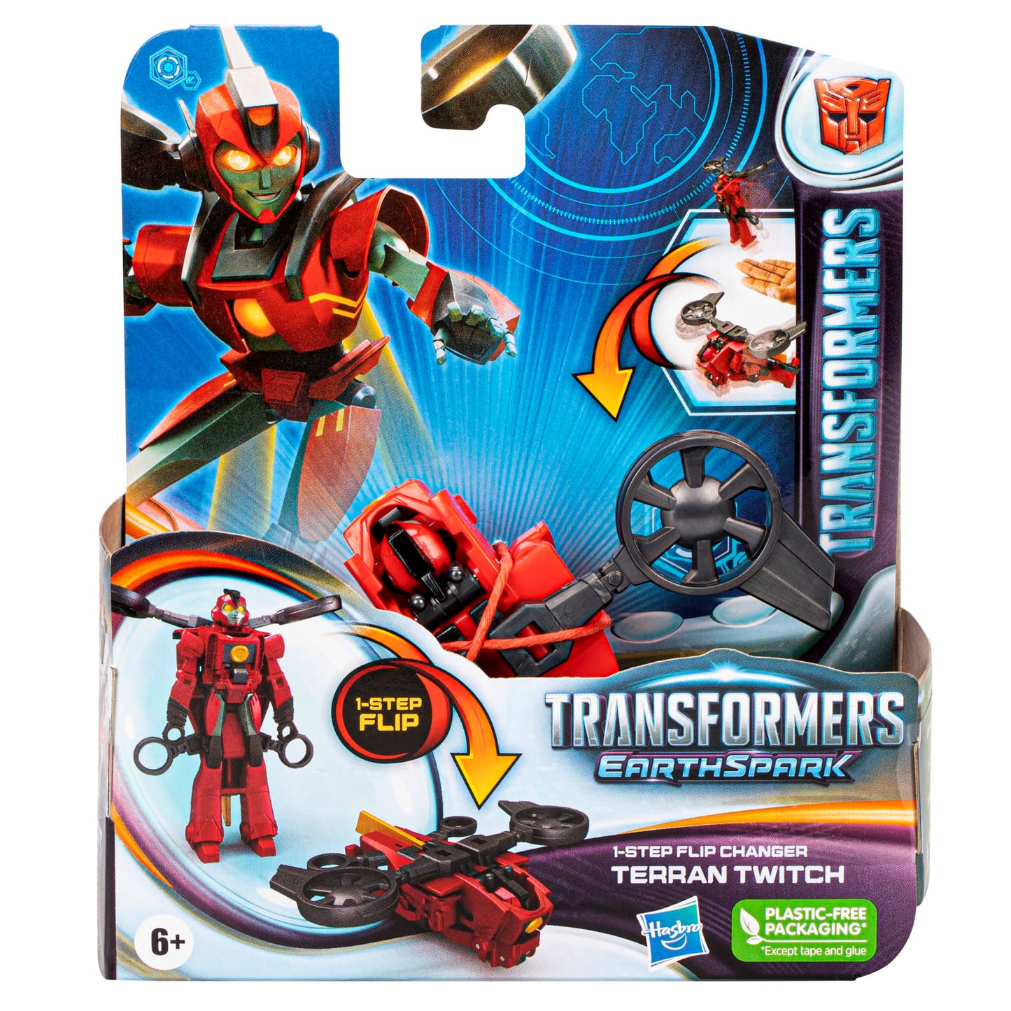 Transformers Earthspark 1-Step Flip Changer Terran Twitch, 4-Inch Action Figure, Converting Robot Toys For Kids, Easter Basket Stuffers, Ages 6+