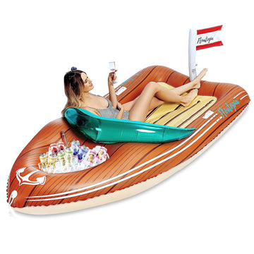Joyin Giant Boat Pool Float With Cooler - Inflatable Boat Funny Pool Floats Raft With Reinforced Cooler, Lounge Floaties Beach L