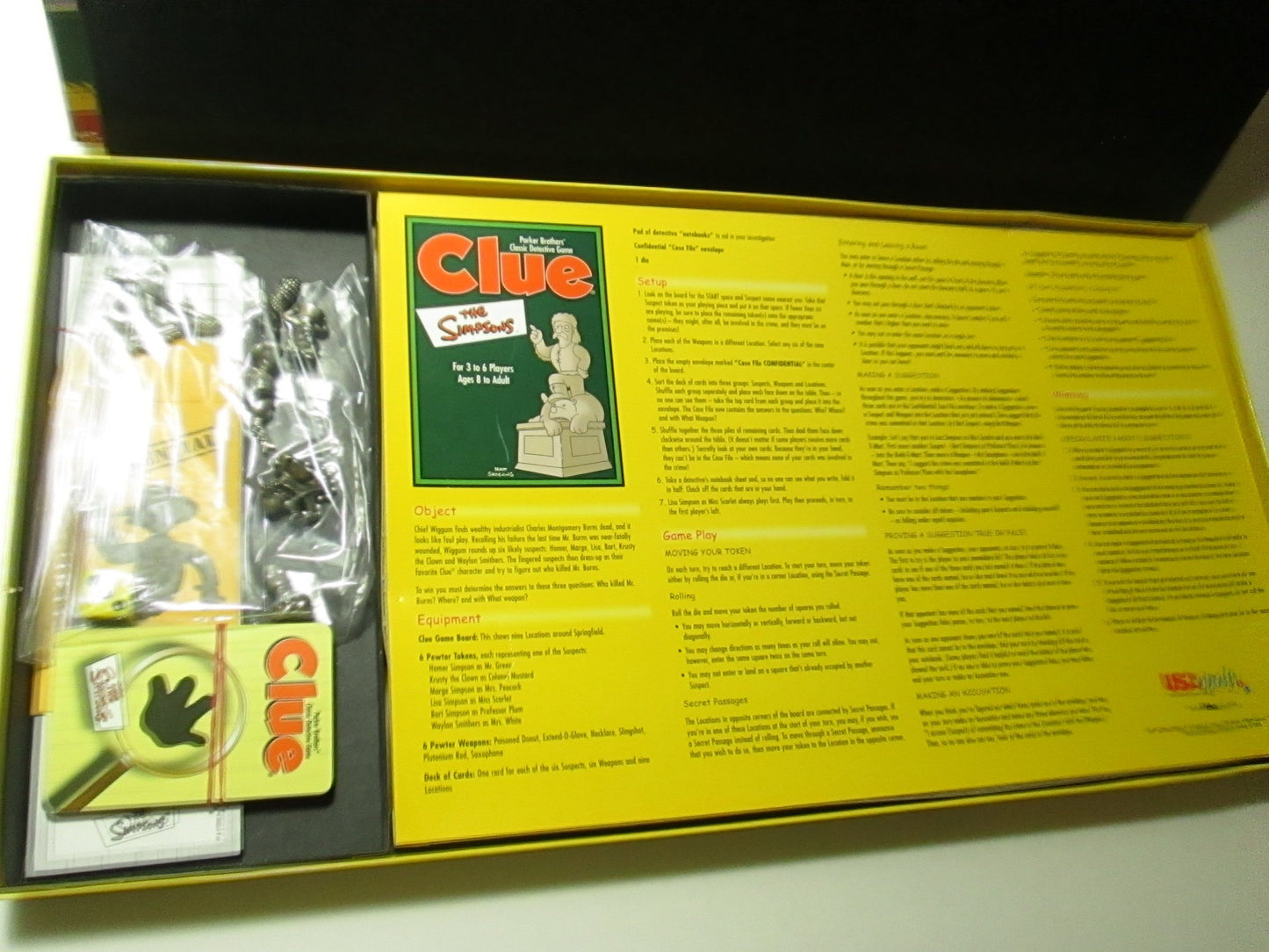 Simpsons The Clue Board Game 1St Edition With Pewter Pieces