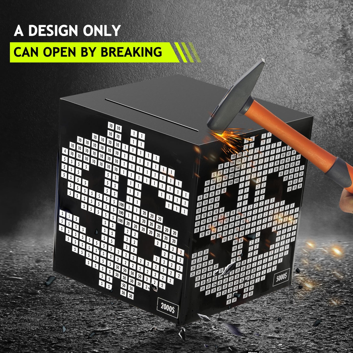 Primo Lines Piggy Bank For Adults,10K Savings Challenge Box, 5.91Inch Money Saving Box 10,000 With Counter For Savings Goal $300